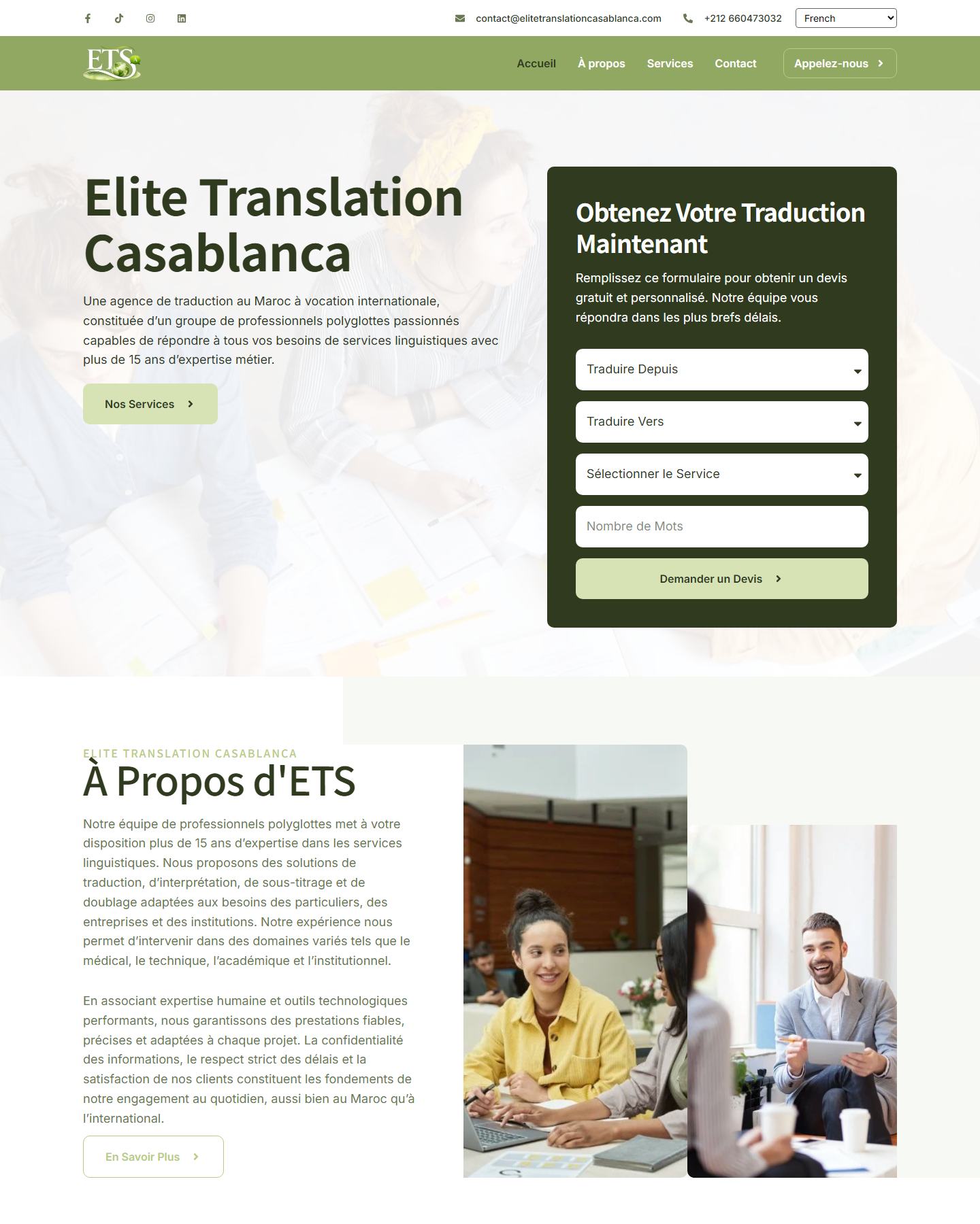 Elite Translation Casablanca project screenshot